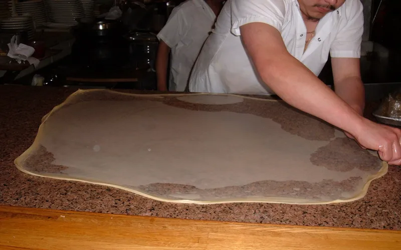 Roti canai being made at a restaurant in Daly City, California.