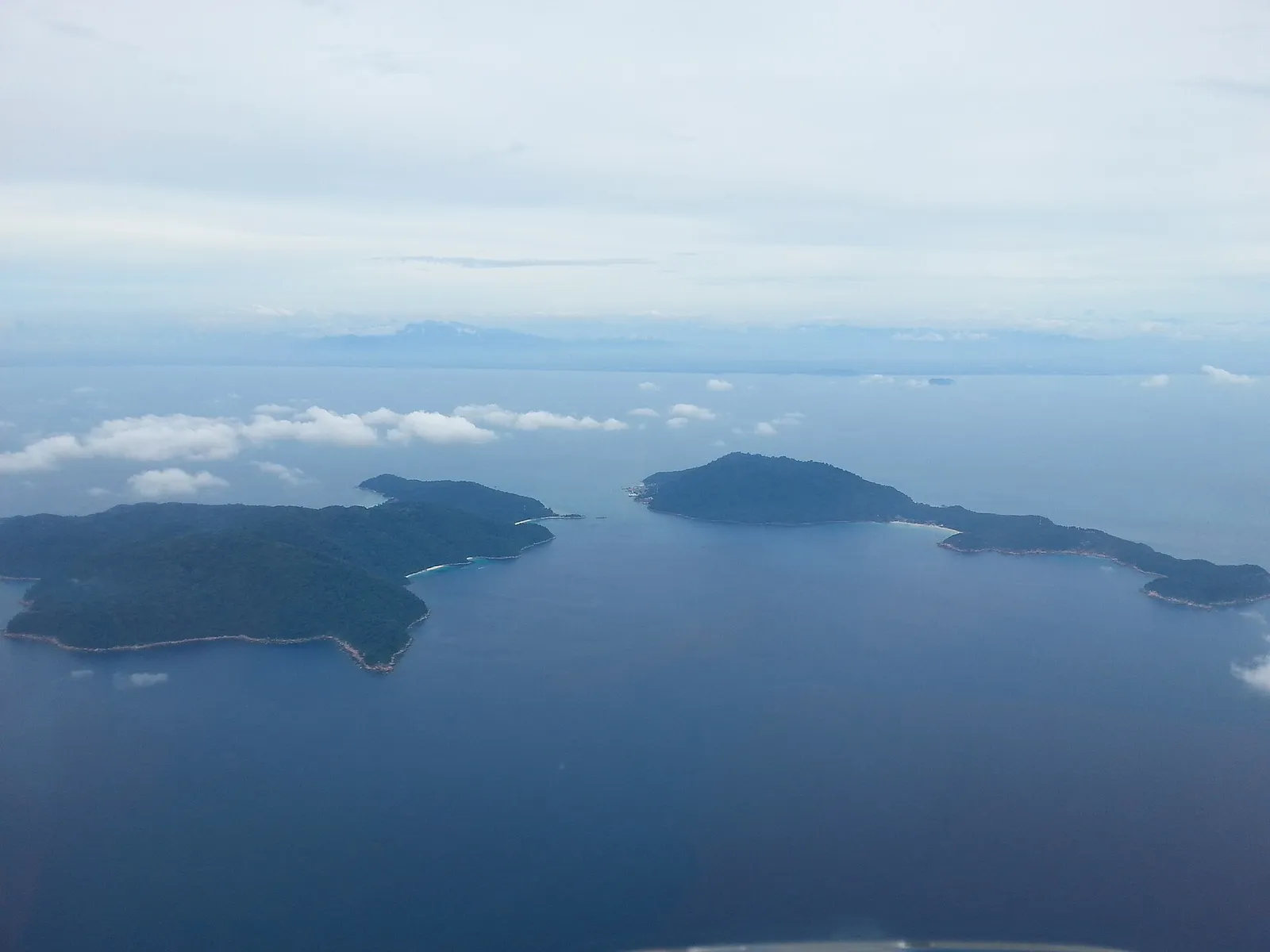 The Perhentian Islands seen from the northeast, from about 1,500 m up