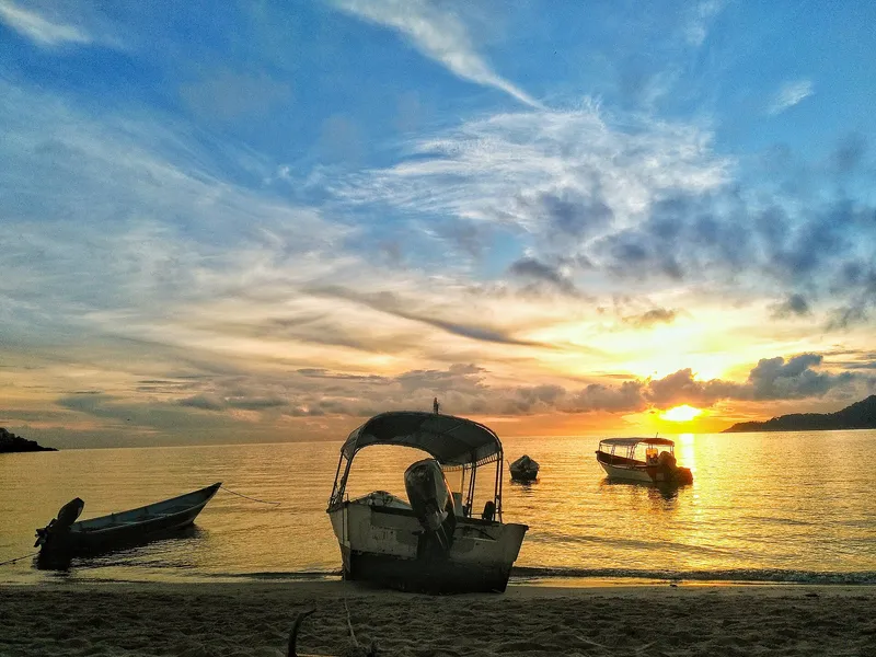 The Perhentian Islands are islands in Besut District, Terengganu, Malaysia. The two main islands are Perhentian Besar and Perhentian Kecil. The small, uninhabit
